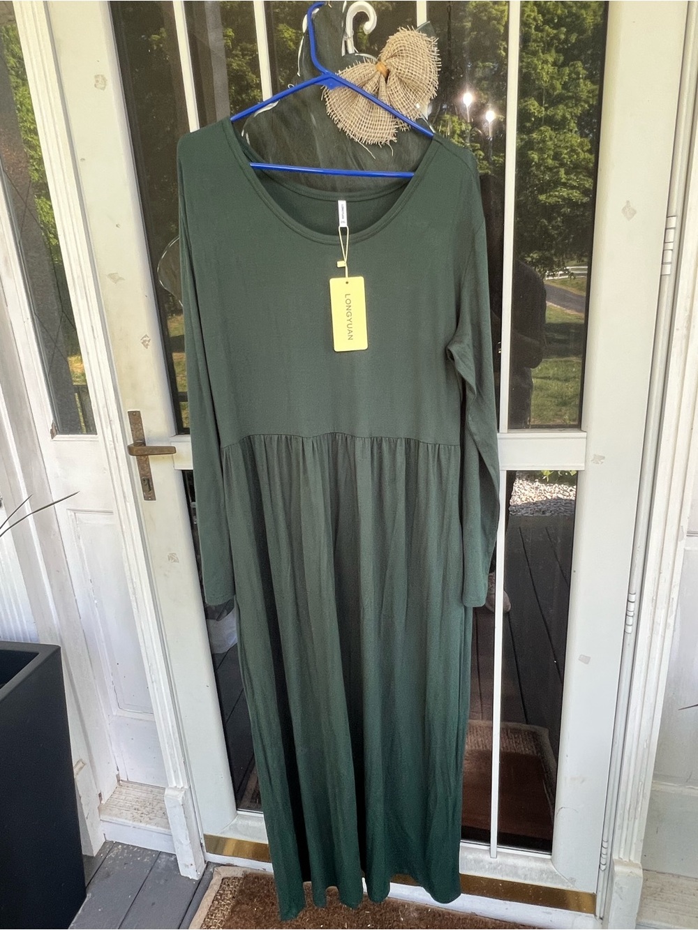 Unknown Brand Dark Green Long Sleeve Maxi Dress
